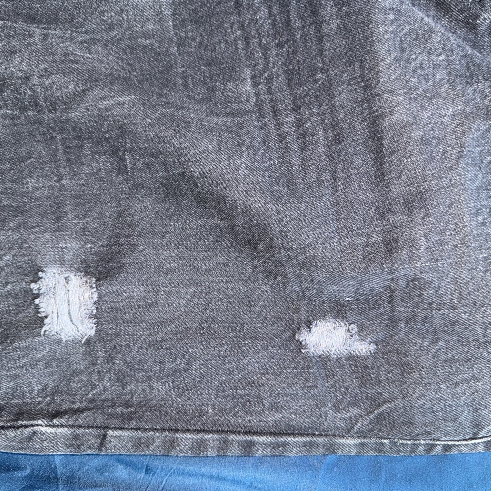Women's Distressed Gray Boyfriend Jeans - Picture 3 of 6